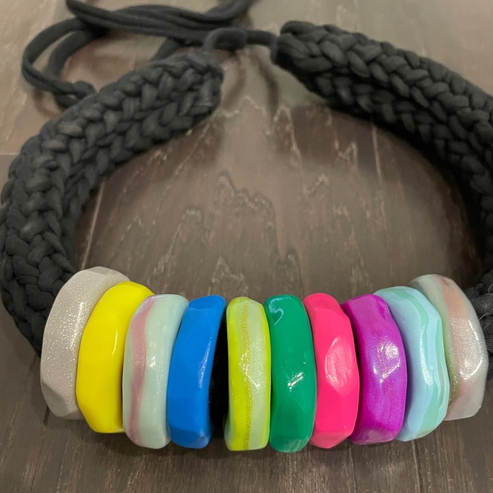 Chunky Rainbow Beaded Rope Necklace